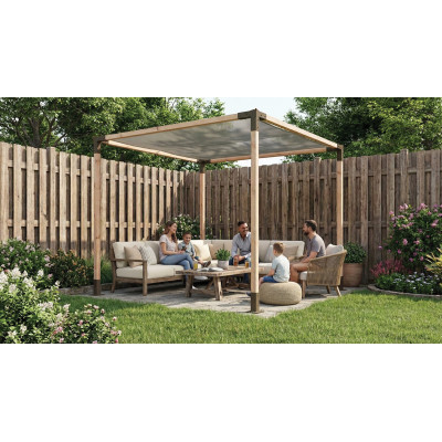 Τέντα Σκίασης Απο Ξύλο Ελάτου Πάχους 10 x 10cm Με Μεταλλικά Γαλβανιζέ Πόδια - Γωνίες 300 x 300 x 260(H)cm