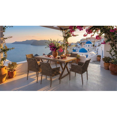 SIFINOS Τραπεζαρία Σέτ 7 Τεμαχίων ,Με Αλουμίνιο Σκελετό 160 x 90cm