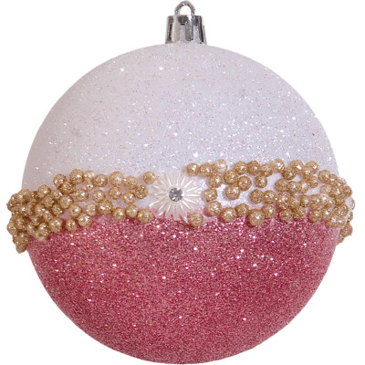 Ρόζ Χριστουγεννιάτικες Μπάλες 2 Σχέδια ,Σέτ 4 Τεμαχίων 10cm