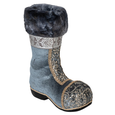 Μπλέ Επιδαπέδιες Χριστουγεννιάτικες Διακοσμητικες Μπότες 30 x 28 x 38(h)cm ,Σέτ 2 Τεμαχίων