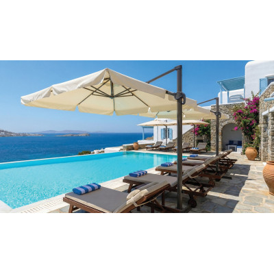 Γωνιακή Τετράγωνη Ομπρέλα 300 x 300  ,Περιστρεφόμενη 360 , Με Αλουμίνιο Κορμό Και Πετάλι Ασφαλείας