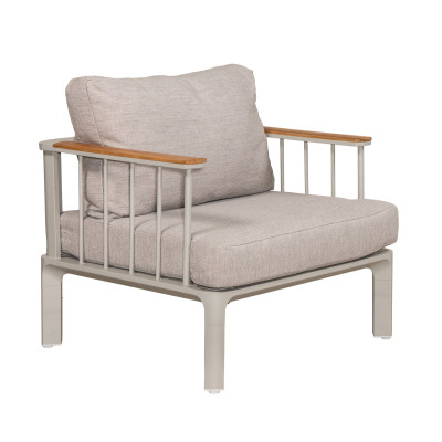 Καθιστικό Κήπου Αλουμινίου Σέτ 4 Τεμαχίων Με Σκελετό Αλουμινίου ,Ξύλο Teak Και Επεκτεινόμενο Coffee Table Με Μηχανισμό Αυξομείωσης Ύψους