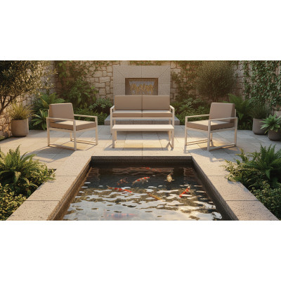 Καθιστικό Κήπου Αλουμινίου Σέτ 4 Τεμαχίων Με Σκελετό Αλουμινίου