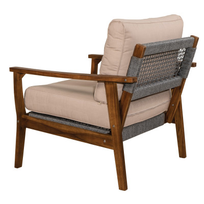 Ξύλινο Καθιστικό Σέτ Acacia Wood Με Σχοινί PR1624 ,Σέτ 4 Τεμαχίων