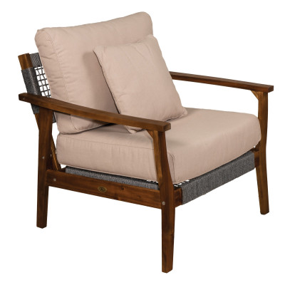 Ξύλινο Καθιστικό Σέτ Acacia Wood Με Σχοινί PR1624 ,Σέτ 4 Τεμαχίων