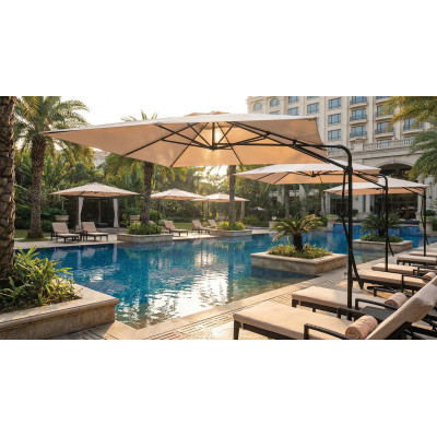 Γωνιακή Στρογγυλή Ομπρέλα 300cm ,Περιστρεφόμενη 360 Μοίρες , Με Ατσάλινο Σκελετό