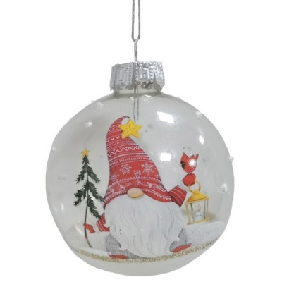 Λευκές Γυάλινες Χριστουγεννιάτικες Μπάλες Σέτ 12τεμαχίων , 12 Σχέδια 8cm