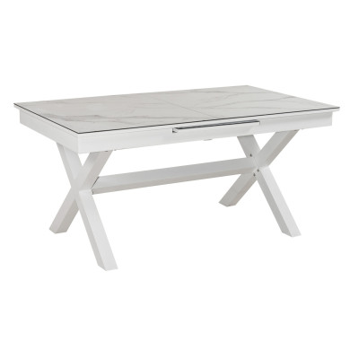 Επεκτεινόμενο Τραπέζι Αλουμινίου Με Αυτόματο Μηχανισμό Κε Κεραμικό Τζάμι 160/210 x 90 x 76(h)cm