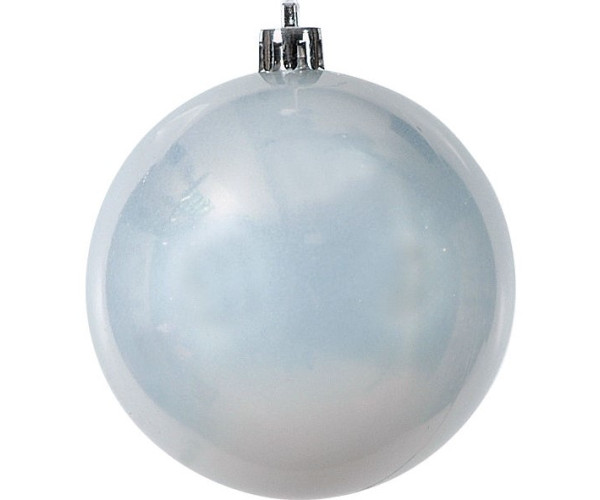 Πλαστική Ασημί Περλέ Χριστουγεννιάτικη Μπάλα 8cm ,Σέτ/6
