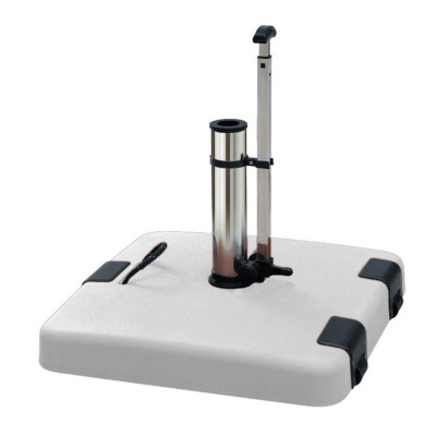 Λευκή Τσιμεντένια Βάση Ομπρέλας 50Kgr , Με Λαβή Και Ρόδες