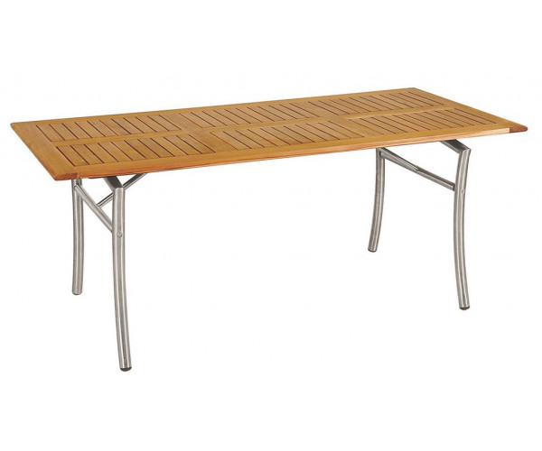Ξύλινο Παραλ/μο Σταθερό Τραπέζι Teak Με Ανοξείδωτο Σκελετό 160 x 85 x 75(h)cm
