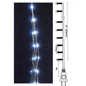 200Led Σταθερά Λαμπάκια Copper (Χταπόδι) 10 Πλοκάμια x 20Led Με Ασημί Καλώδιο Και Ψυχρό Φωτισμό Με Μετασχηματιστή Ip44 ,2 Μέτρα 