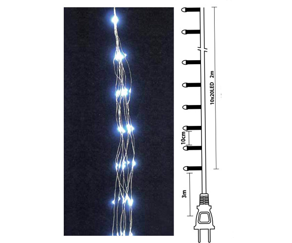 200Led Σταθερά Λαμπάκια Copper (Χταπόδι) 10 Πλοκάμια x 20Led Με Ασημί Καλώδιο Και Ψυχρό Φωτισμό Με Μετασχηματιστή Ip44 ,2 Μέτρα 200Led Σταθερά Λαμπάκια Copper (Χταπόδι) 10 Πλοκάμια x 20Led Με Ασημί Καλώδιο Και Ψυχρό Φωτισμό Με Μετασχηματιστή Ip44 ,2 Μέτρα
