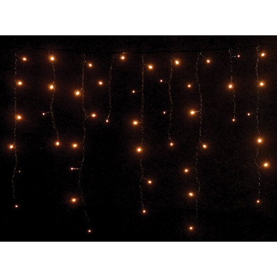 100Led Σταθερή Ασύμμετρη Κουρτίνα Με Επέκταση 200 x 70(h)cm,Πράσινο Καλώδιο/Θερμό Λαμπάκι (Kelvin: 2.500 - 2.800)