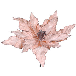 Ρόζ Χριστουγεννιάτικο Διακοσμητικό Λουλούδι 25cm