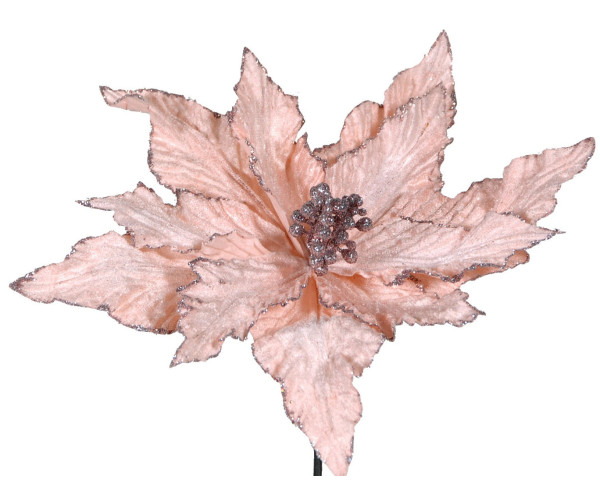 Ρόζ Χριστουγεννιάτικο Διακοσμητικό Λουλούδι 25cm