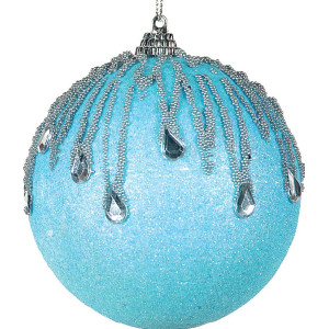 Μπλέ Πλαστική Χριστουγεννιάτικη Μπάλα 10cm,Σέτ/6