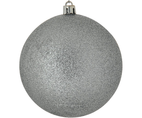 Ασημί Πλαστική Χριστουγεννιάτικη Μπάλα Με Γκλίτερ 4cm,Σέτ/12