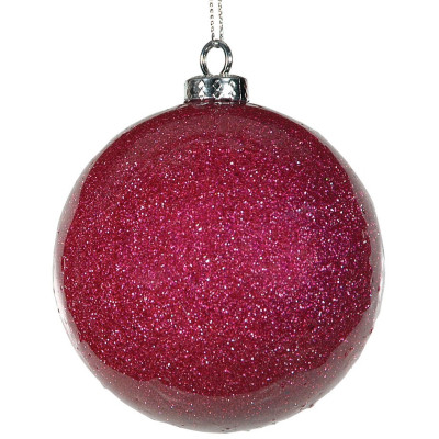 Μώβ Πλαστική Γυαλιστερή Χριστουγεννιάτικη Μπάλα Με Γκλίτερ 10cm,Σέτ/6