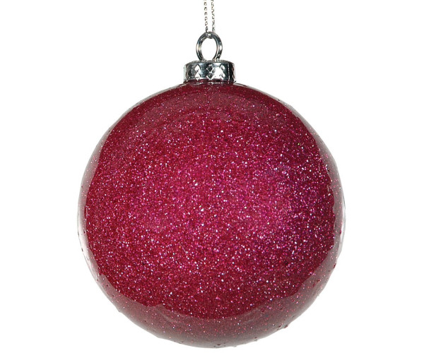 Μώβ Πλαστική Γυαλιστερή Χριστουγεννιάτικη Μπάλα Με Γκλίτερ 10cm,Σέτ/6