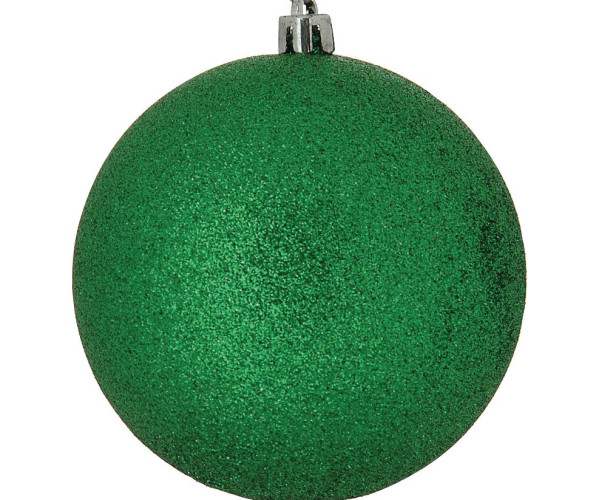 Πράσινη Πλαστική Χριστουγεννιάτικη Μπάλα Με Γκλίτερ 4cm ,Σέτ/12