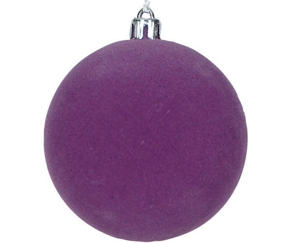 Βελουτέ Πλαστική Χριστουγεννιάτικη Μπάλα 10cm,Σέτ/4