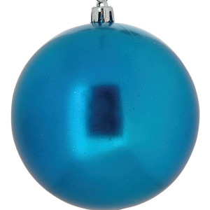 Μπλέ Πλαστική Περλέ Χριστουγεννιάτικη Μπάλα 8cm ,Σέτ/6