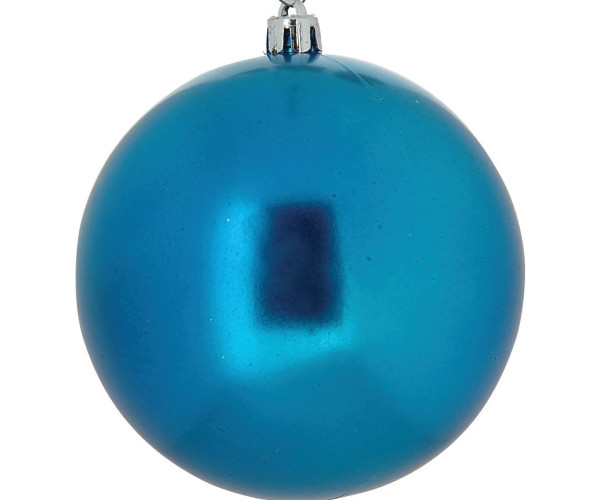 Μπλέ Πλαστική Περλέ Χριστουγεννιάτικη Μπάλα 8cm ,Σέτ/6