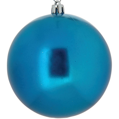 Μπλέ Πλαστική Περλέ Χριστουγεννιάτικη Μπάλα 10cm,Σέτ/4