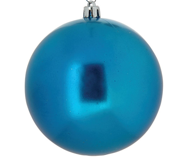 Μπλέ Πλαστική Περλέ Χριστουγεννιάτικη Μπάλα 10cm,Σέτ/4