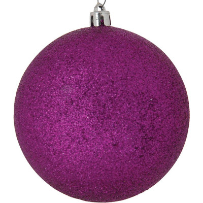 Μώβ Πλαστική Χριστουγεννιάτικη Μπάλα Με Γκλίτερ 4cm,Σέτ/12