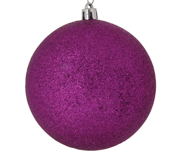 Μώβ Πλαστική Χριστουγεννιάτικη Μπάλα Με Γκλίτερ 4cm,Σέτ/12