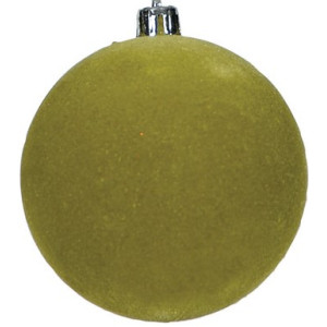 Πράσινη Βελουτέ Πλαστική Χριστουγεννιάτικη Μπάλα 10cm,Σέτ/4