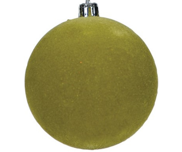 Πράσινη Βελουτέ Πλαστική Χριστουγεννιάτικη Μπάλα 10cm,Σέτ/4