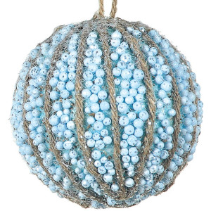 Μπλέ Πλαστική Χριστουγεννιάτικη Μπάλα 8cm,Σέτ/6