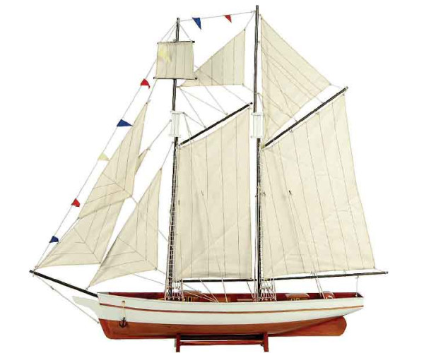 Ξύλινο Παραδοσιακό Καράβι ,Χρώμα Λευκό - Καφέ 50 x 9,5 x 45(h)cm