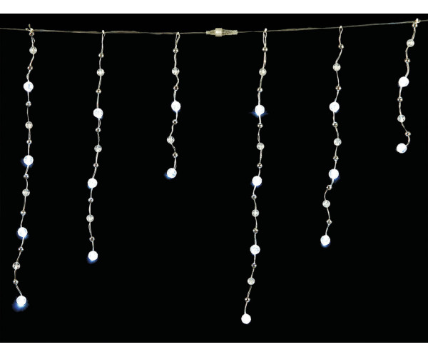 Άσύμετρη Κουρτίνα Led Με Επέκταση, Διάφανο Καλώδιο - Λευκό Λαμπάκι 530 x 60cm