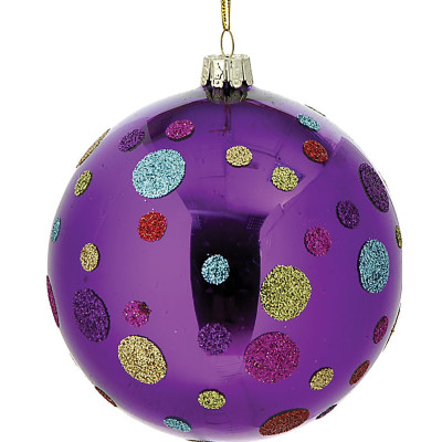 Μωβ Γύαλινη Χριστουγεννιάτικη Μπάλα 8cm,Σέτ/3