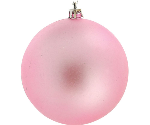 Ρόζ Μάτ Πλαστική Χριστουγεννιάτικη Μπάλα 10cm ,Σέτ 2