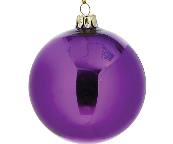 Μώβ Γυάλινη Χριστουγεννιάτικη Μπάλα 8cm,Σέτ/3