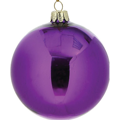 Μώβ Γυάλινη Χριστουγεννιάτικη Μπάλα 10cm,Σέτ/2