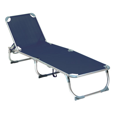 Μπλέ Πτυσσόμενη Ξαπλώστρα Παραλίας 187 x 58 x 30(h)cm