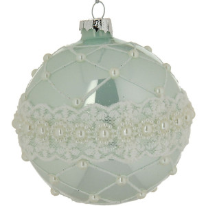 Πράσινη Γυάλινη Χριστουγεννιάτικη Μπάλα 8cm,Σέτ/6
