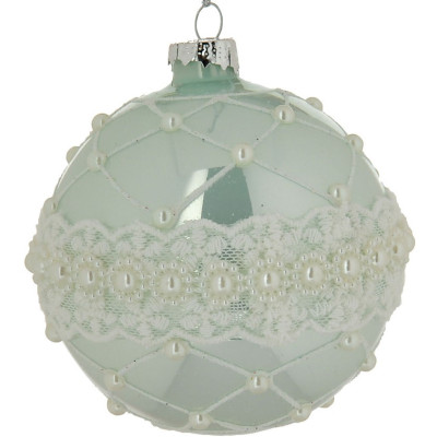 Πράσινη Γυάλινη Χριστουγεννιάτικη Μπάλα 8cm,Σέτ/6