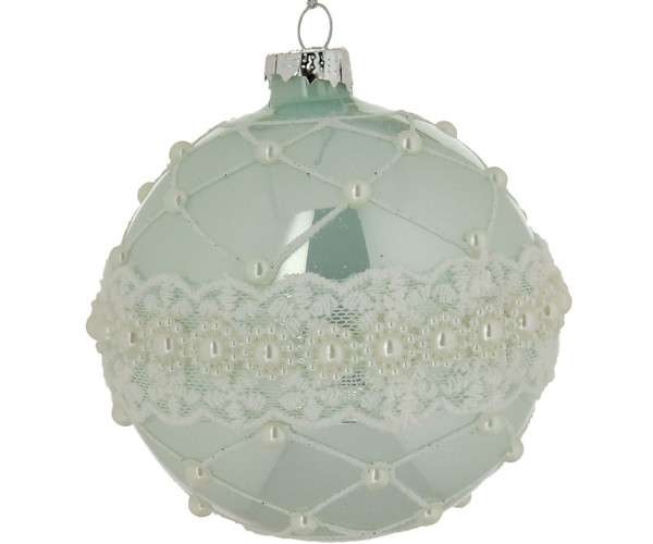 Πράσινη Γυάλινη Χριστουγεννιάτικη Μπάλα 8cm,Σέτ/6