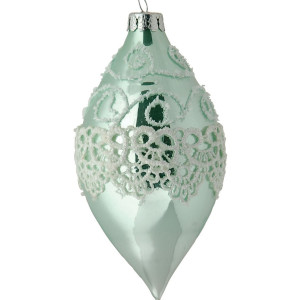 Πράσινη Γυάλινη Χριστουγεννιάτικη Μπάλα 7 x 13(h)cm,Σέτ/6