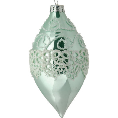 Πράσινη Γυάλινη Χριστουγεννιάτικη Μπάλα 7 x 13(h)cm,Σέτ/6