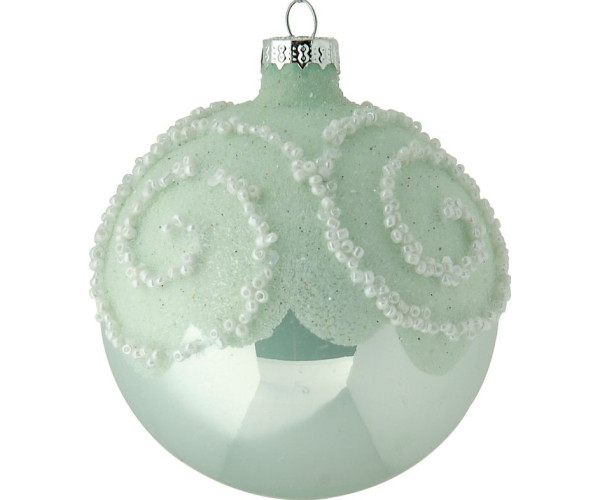 Πράσινη Γυάλινη Χριστουγεννιάτικη Μπάλα 8cm,Σέτ/6