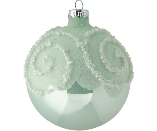Πράσινη Γυάλινη Χριστουγεννιάτικη Μπάλα 10cm,Σέτ/4