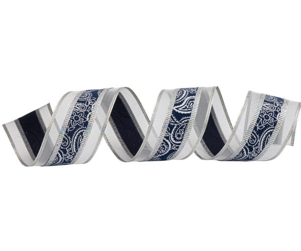 Ασημί Χριστουγεννιάτικη Κορδέλα 8,5 Μέτρα (9 yards)